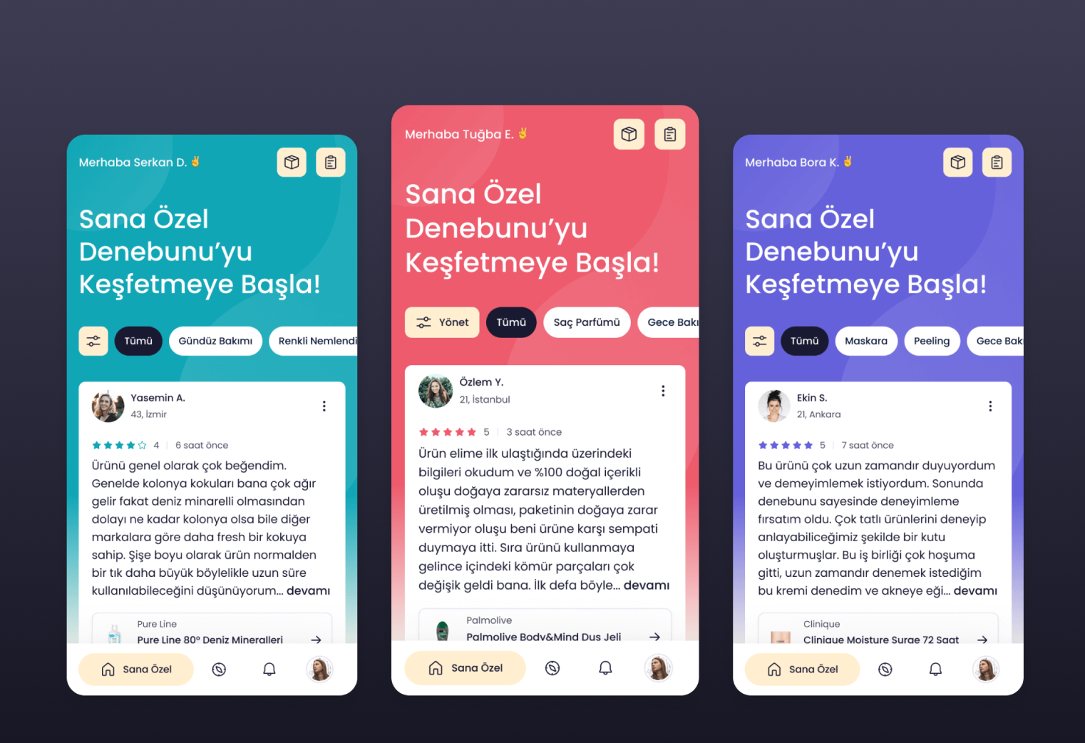 Samplico app – various screens