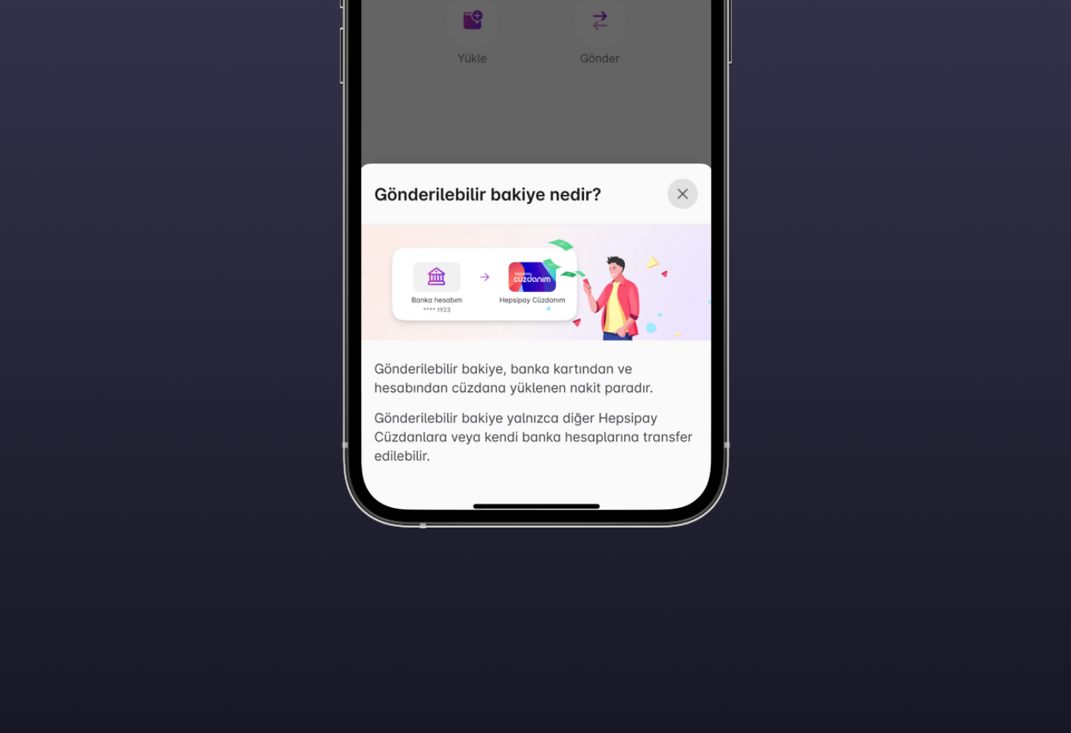 Fintech app money sending step